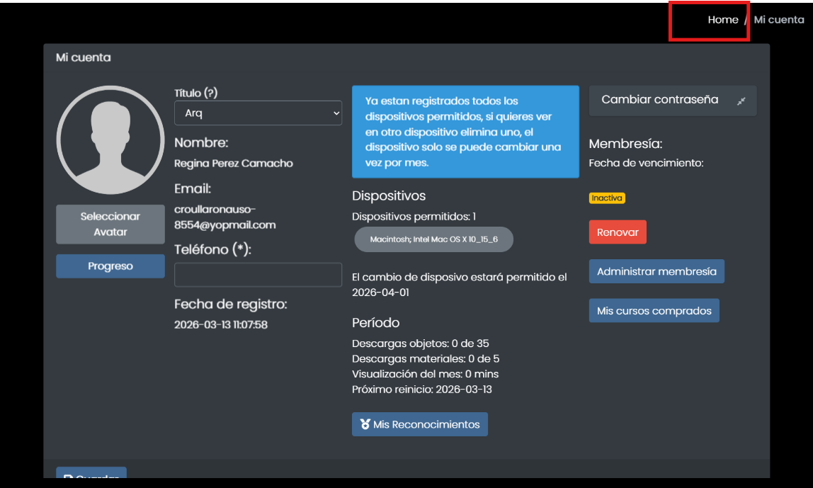 Acceso al curso después de registrar dispositivo Keeppro