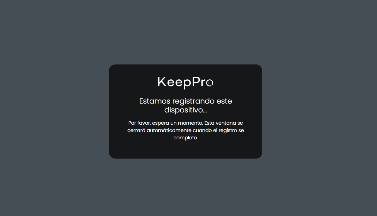 Registro de dispositivo en la plataforma Keeppro