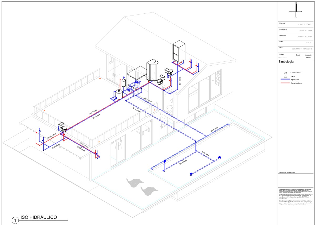Isométrico hidráulico desarrollado en Revit